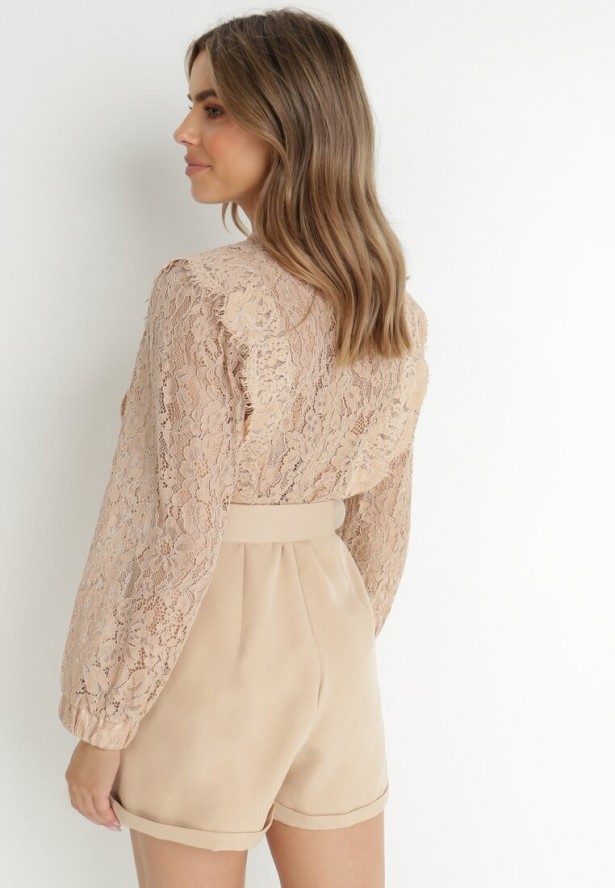 Ciemnobeżowy Kombinezon z Paskiem Cillyse