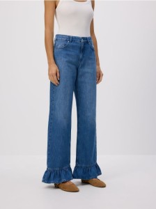 Jeansy z falbankami - niebieski