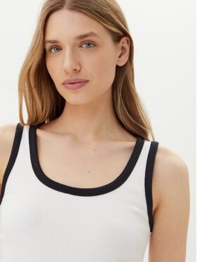 Pieces Top May 17154484 Biały Slim Fit