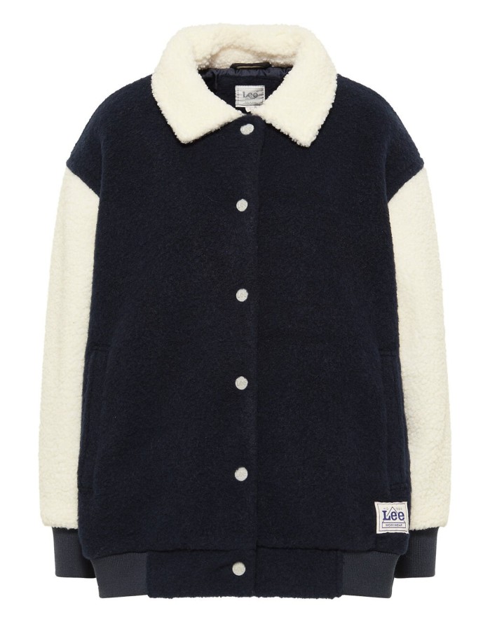 LEE ELONGATED VARSITY JACKET DAMSKA KURTKA PRZEJŚCIOWA SHERPA NAVY L55IEX35 112320682