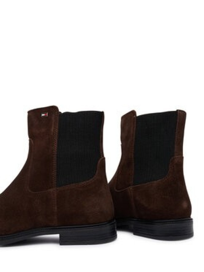 Tommy Hilfiger Sztyblety Enamel Flag Suede Ankle Chelsea FW0FW09575 Brązowy