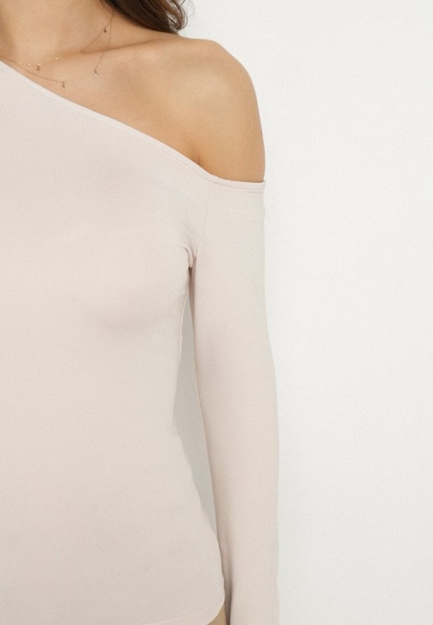 Beżowa Asymetryczna Bluzka z Wiskozą Tatireth