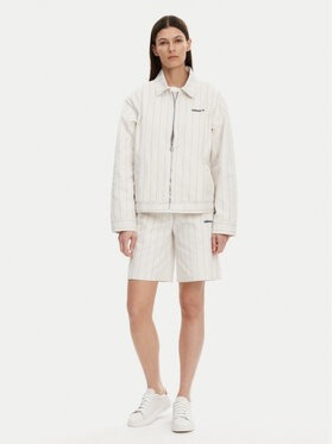 adidas Kurtka przejściowa Pinstripe Harrington JJ3476 Biały Loose Fit