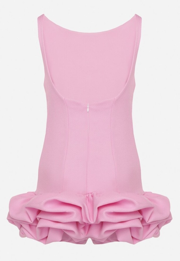 Różowa Sukienka Bombka z Falbankami Efandriela