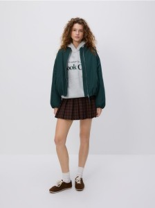 Spódnica mini w kratę - ciemnobrązowy