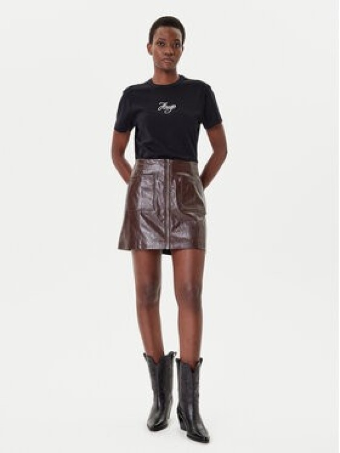 HUGO Spódnica z imitacji skóry Ralitte-1 50544832 Brązowy Slim Fit