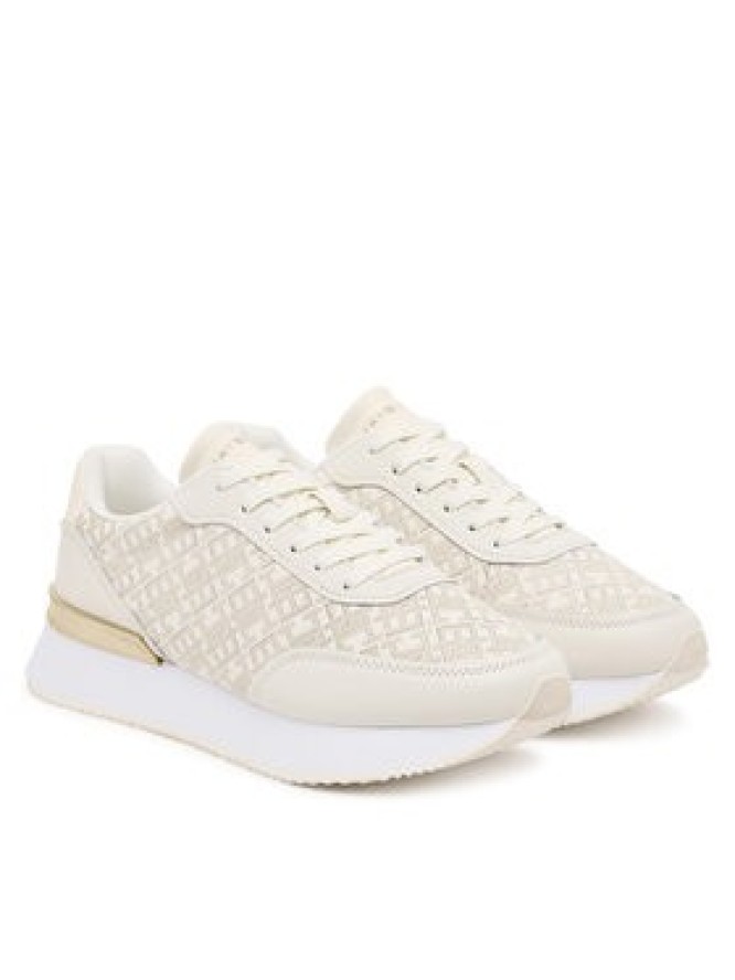 Tommy Hilfiger Sneakersy Chic Monogram Runner FW0FW09051 Écru
