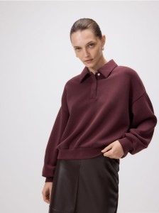 Bluza polo z modalem - bordowy