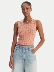 RVCA Top Shiver 23B071504 Różowy Slim Fit