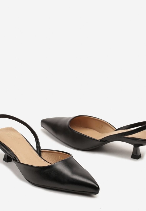 Czarne Sandały na Kaczuszce Typu Slingback Donariel