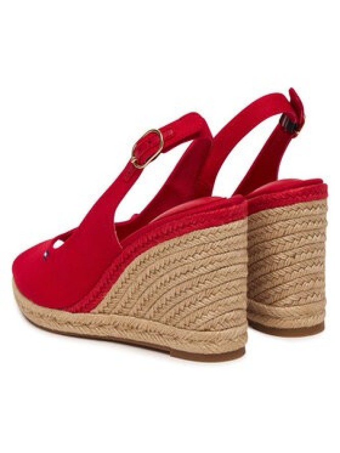 Tommy Hilfiger Espadryle Flag High Wedge Espad Slingback FW0FW09343 Czerwony