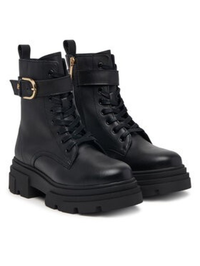 Tommy Hilfiger Trapery Leather Th Buckled Lace-Up Boot FW0FW09550 Czarny