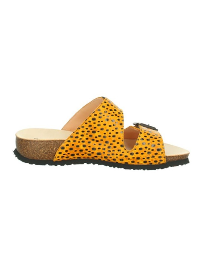 Think! Skórzane klapki "Julia" w kolorze żółtym rozmiar: 40