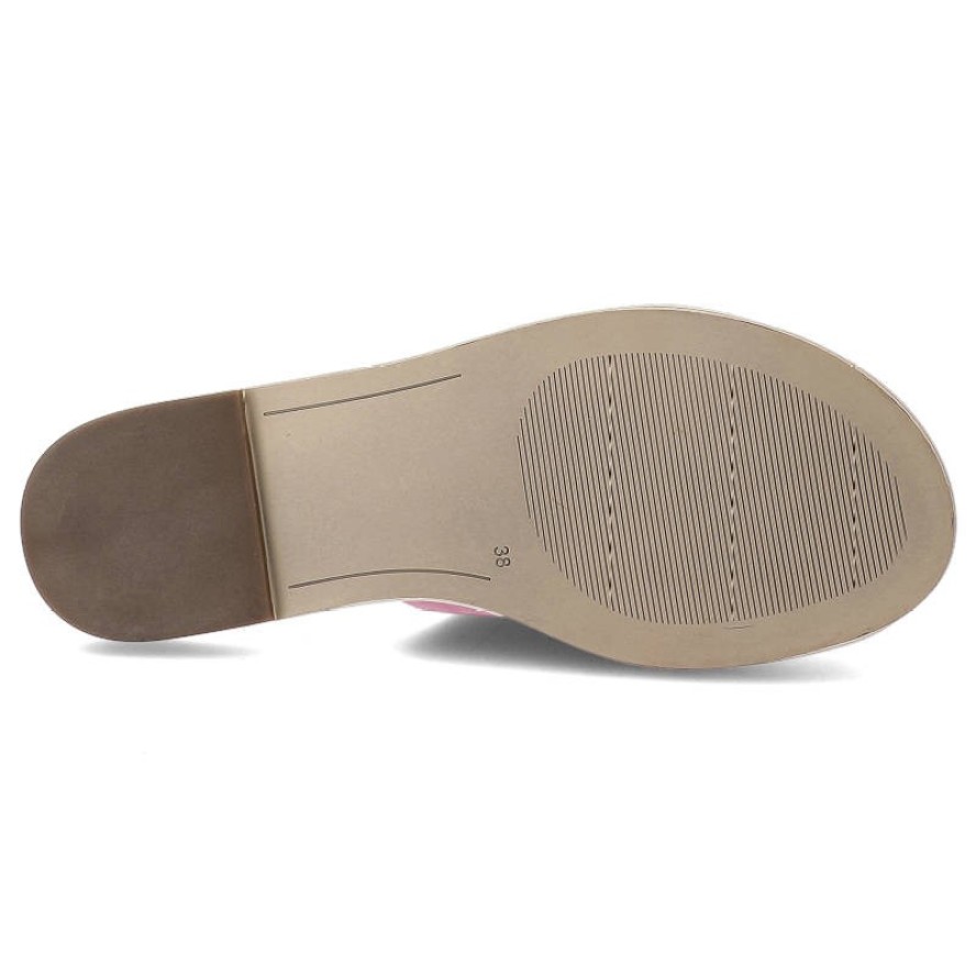 Różowe Klapki Venezia Skórzane Buty Damskie