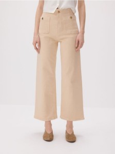 Jeansy culotte - beżowy