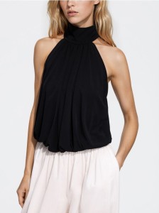 Bluzka z dekoltem halter - czarny
