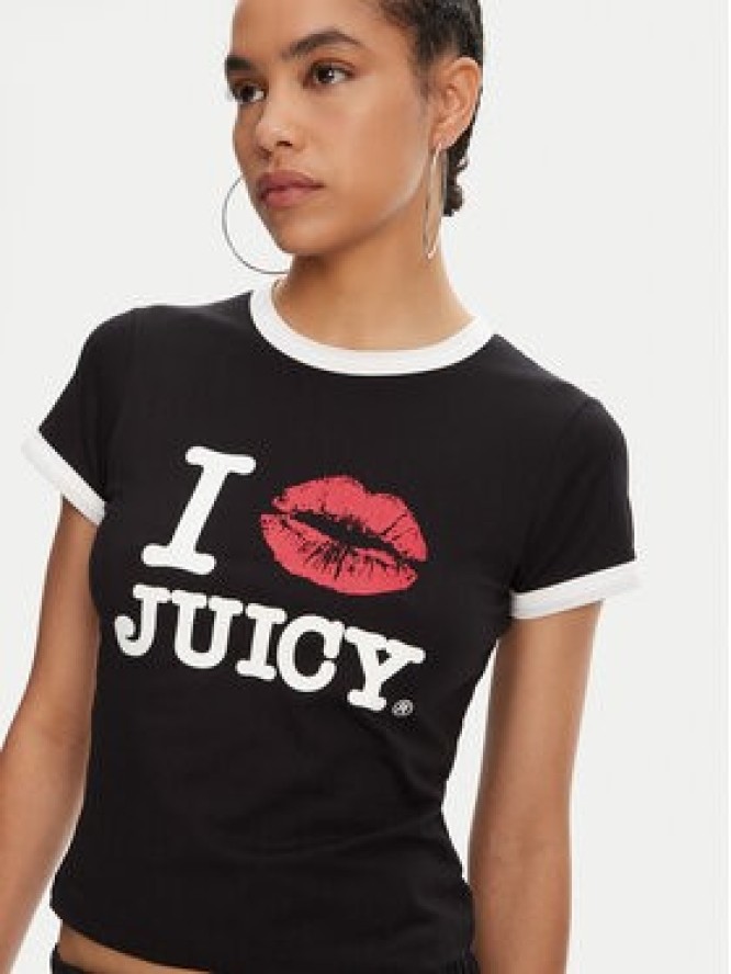 Juicy Couture T-Shirt I Kiss JCWCT125318 Czarny Slim Fit