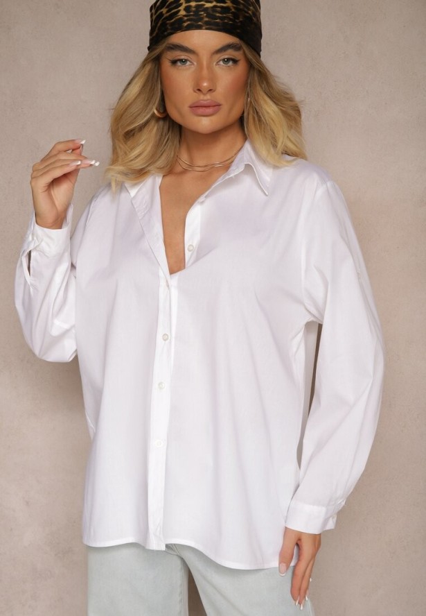 Biała Klasyczna Koszula Oversize z Bawełny Liasora