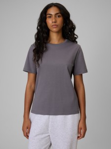 4F T-shirt regular gładki damski - szary XL