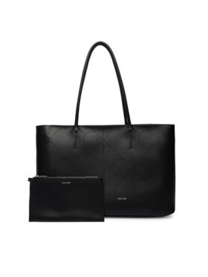 Calvin Klein Torebka Emblem Aop Perfor Lthr Tote LV04F3359G Czarny