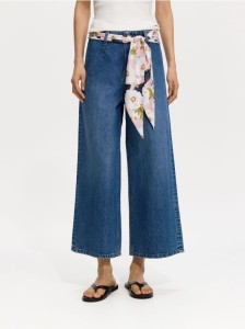 Jeansy culotte z chustką - niebieski