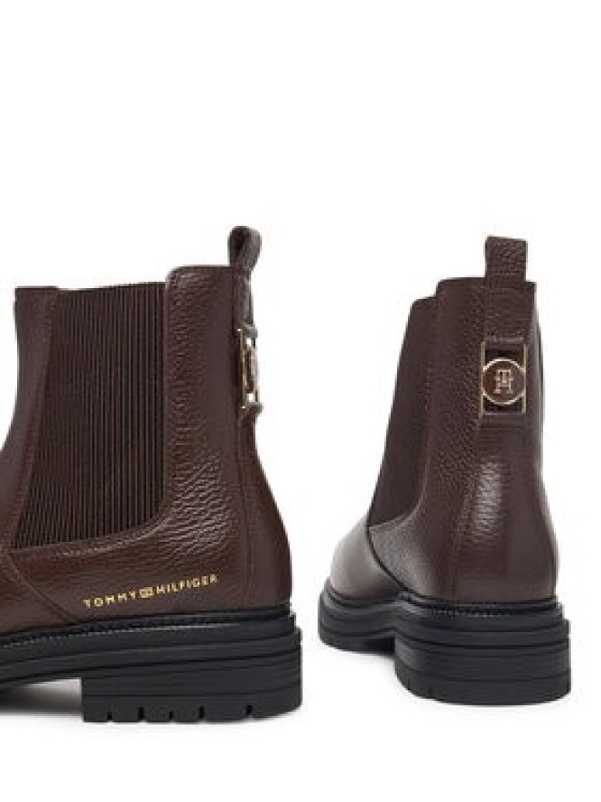 Tommy Hilfiger Sztyblety Th Emboss Grain Leather Chelsea FW0FW09559 Brązowy