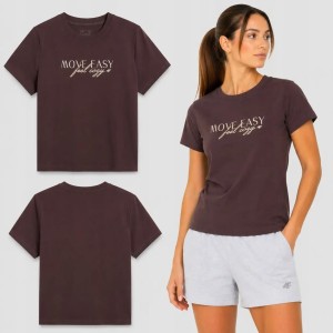 KOSZULKA DAMSKA 4F T-SHIRT SPORTOWY Z NADRUKIEM BAWEŁNIANY F2743 SS26