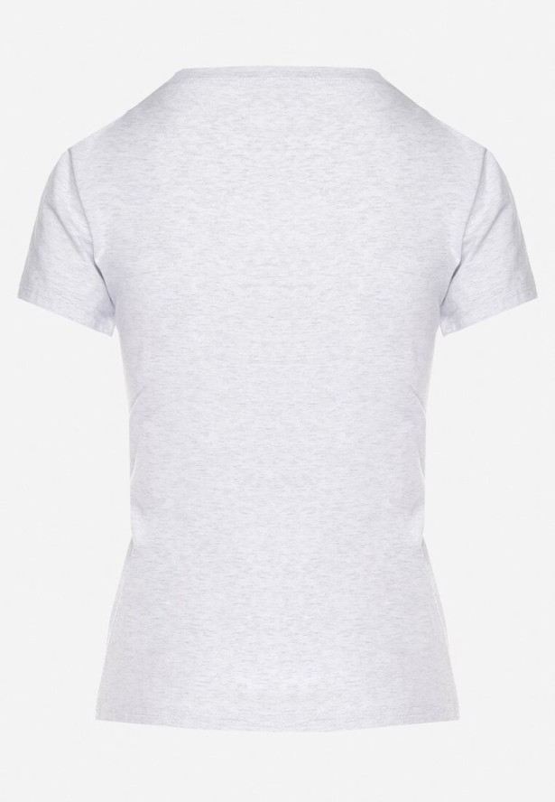 Jasnoszary Bawełniany T-shirt z Sercem i Napisem Olirwenna