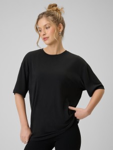 4F T-shirt loose z modalem damski - czarny XL