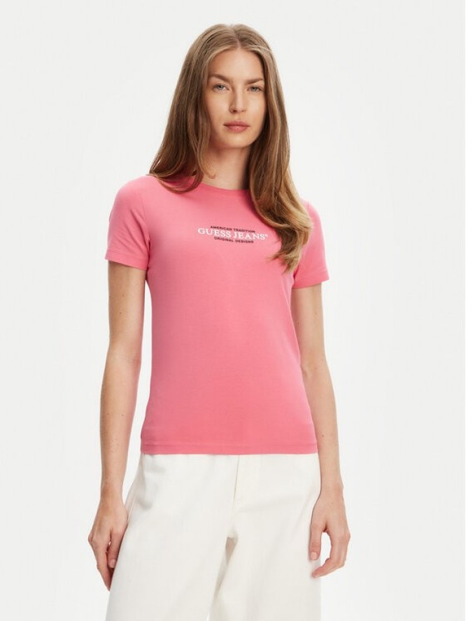 Guess Jeans T-Shirt W4YI03 J1314 Różowy Slim Fit