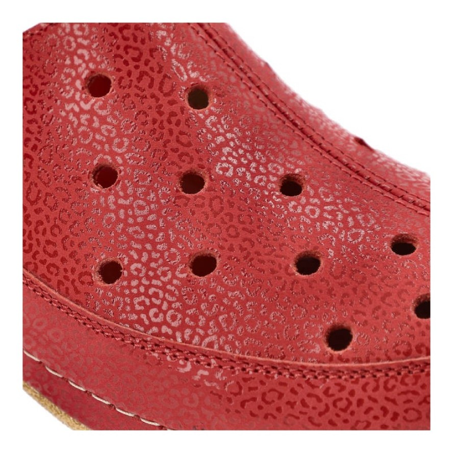 Bordowe Klapki Pollonus Wygodne Skórzane Buty Damskie