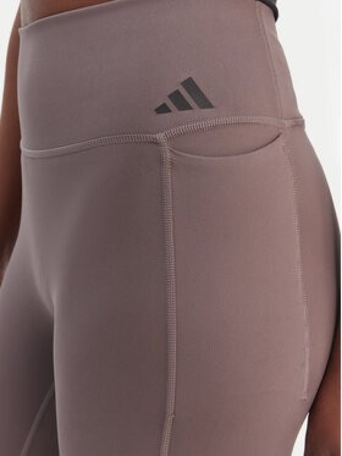 adidas Legginsy Optime Workout 3-Stripes KE7530 Szary Slim Fit