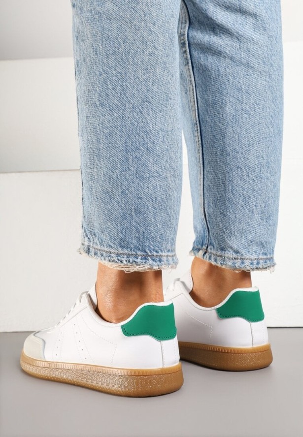 Białe Sneakersy w Stylu Tenisówek z Perforacją Reiaris