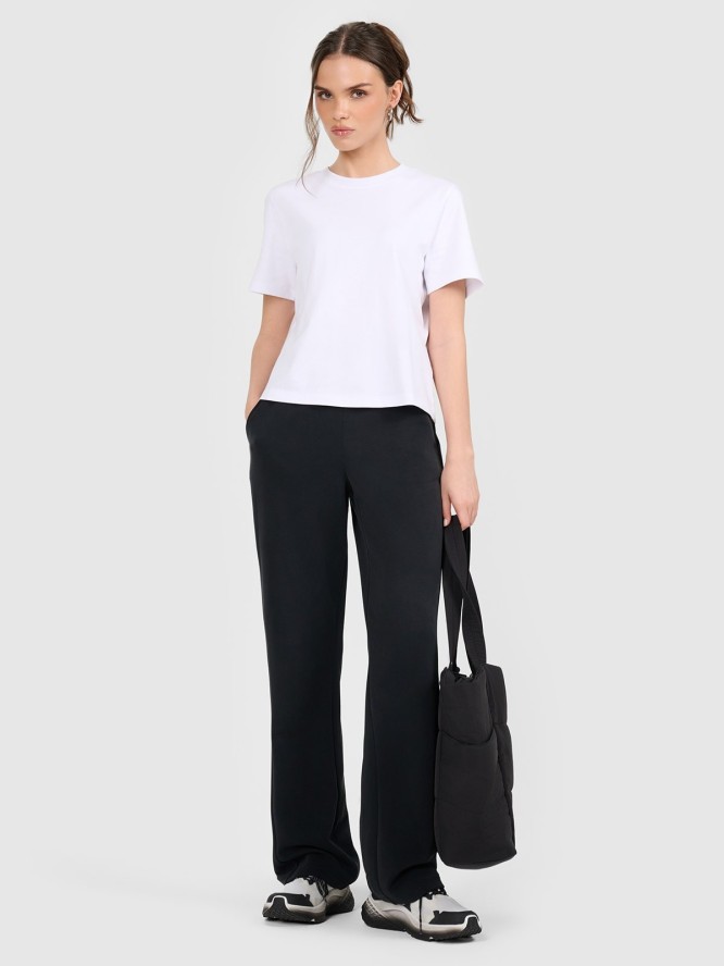 4F T-shirt regular gładki damski - biały XS