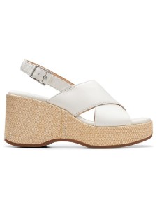 Clarks Skórzane sandały "Manon Wish" w kolorze białym na koturnie rozmiar: 41,5