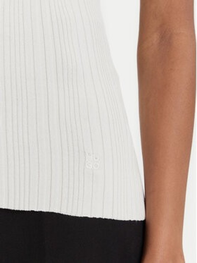 HUGO Bluzka Sarepilk 50542597 Écru Slim Fit