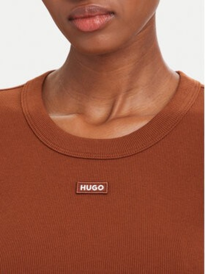 HUGO T-Shirt Easy 50523924 Brązowy Slim Fit
