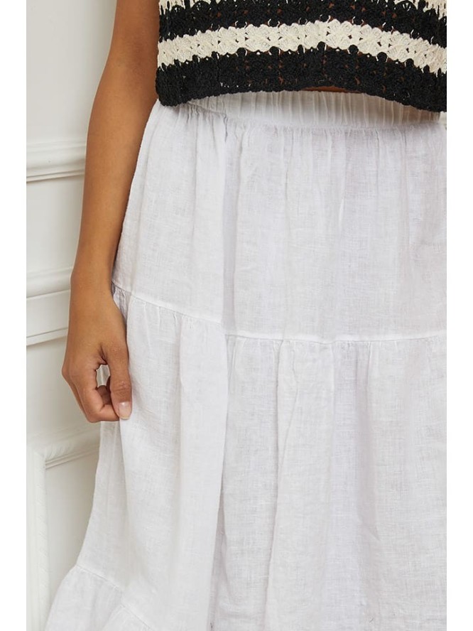 La Compagnie Du Lin Lniana spódnica w kolorze białym rozmiar: XL
