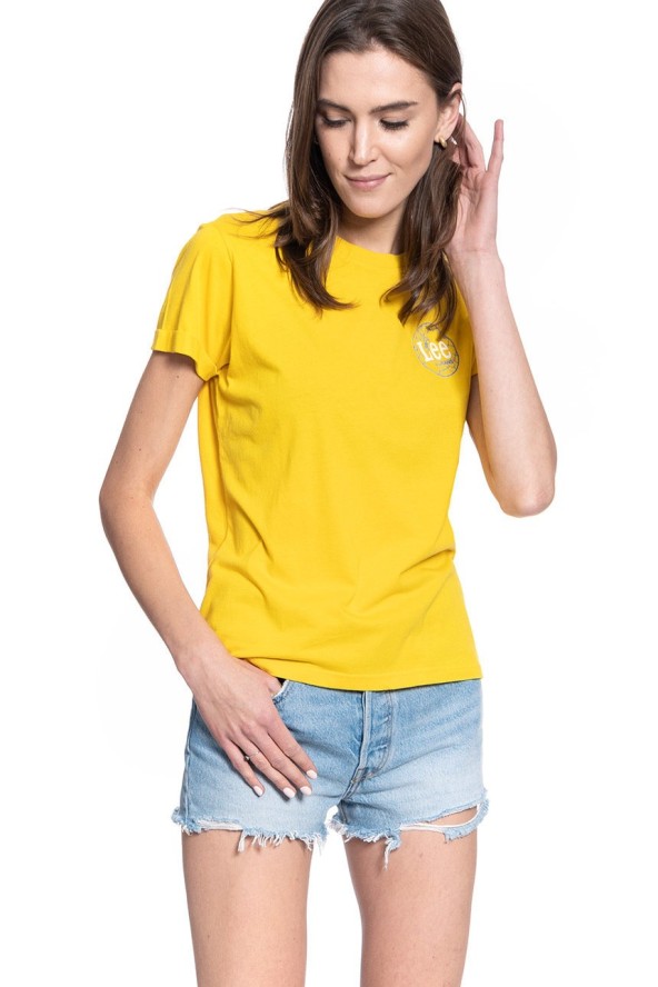 T-SHIRT DAMSKI LEE SS GLOBAL TEE LEMON ZEST L44BEPMM 112109799