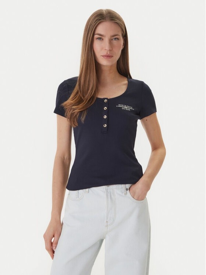 Guess T-Shirt GUESS x NORTH SAILS W6GP01 K2658 Granatowy Regular Fit