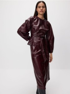 Spódnica z imitacji skóry - bordowy