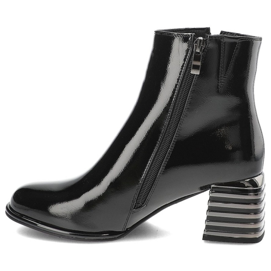 Czarne Botki S.Barski Eleganckie Obuwie Damskie Zapinane Na Suwak