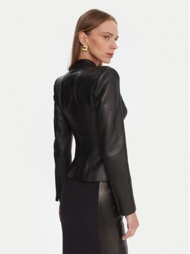 Elisabetta Franchi Kurtka z imitacji skóry GI-187-57E2-V680 Czarny Slim Fit