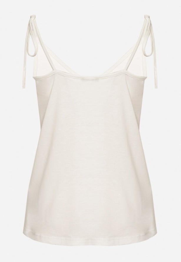 Biały Top z Modalem i Bawełną Ozdobiona Wiązaniem Lilacea