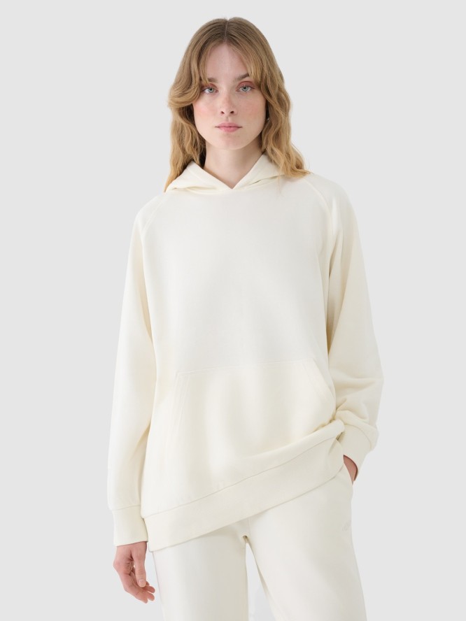 4F Bluza dresowa nierozpinana z kapturem damska - biała S