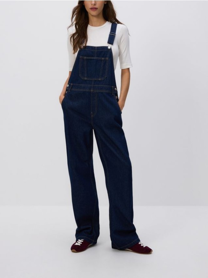 Jeansowe ogrodniczki - granatowy