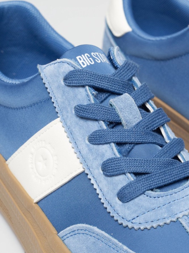 sneakersy damskie ze skórzanymi wstawkami niebieskie tt274165 401