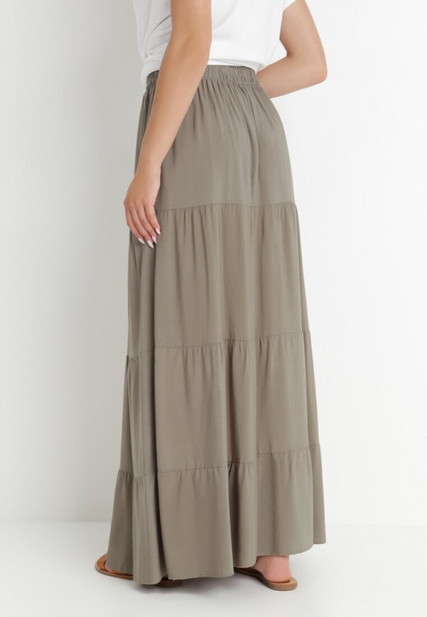 Ciemnozielona Rozkloszowana Spódnica z Bawełny Amalthea