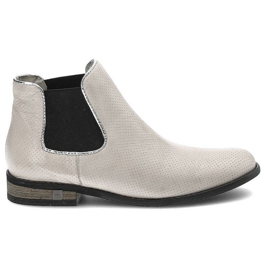 Beżowe Botki Carinii Damskie Buty Płaskie