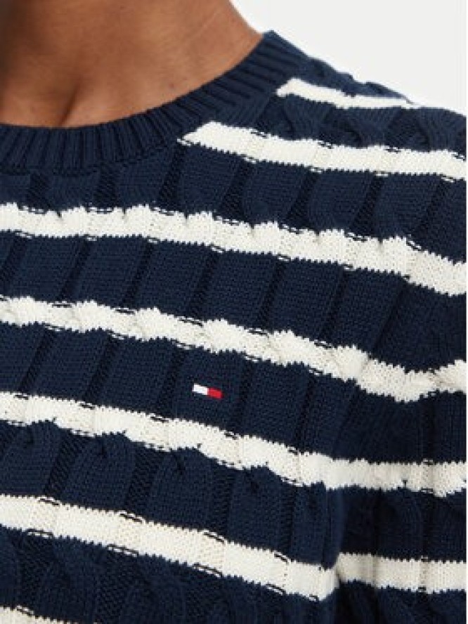 Tommy Hilfiger Sweter Cable Mid WW0WW38744 Granatowy Regular Fit